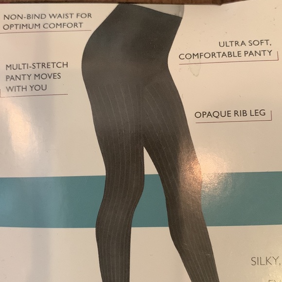 BRAND NEW SILK REFLECTIONS by HANES. RIBBED TIGHTS. Control Top. Size AB. Mocha - Picture 4 of 6
